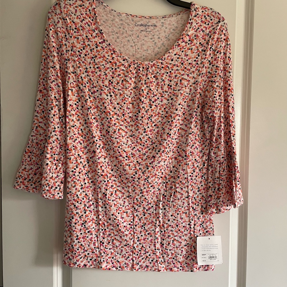Croft & Barrow Stretchy Tunic with Bell Cuffed Sleeves Size S - NWT